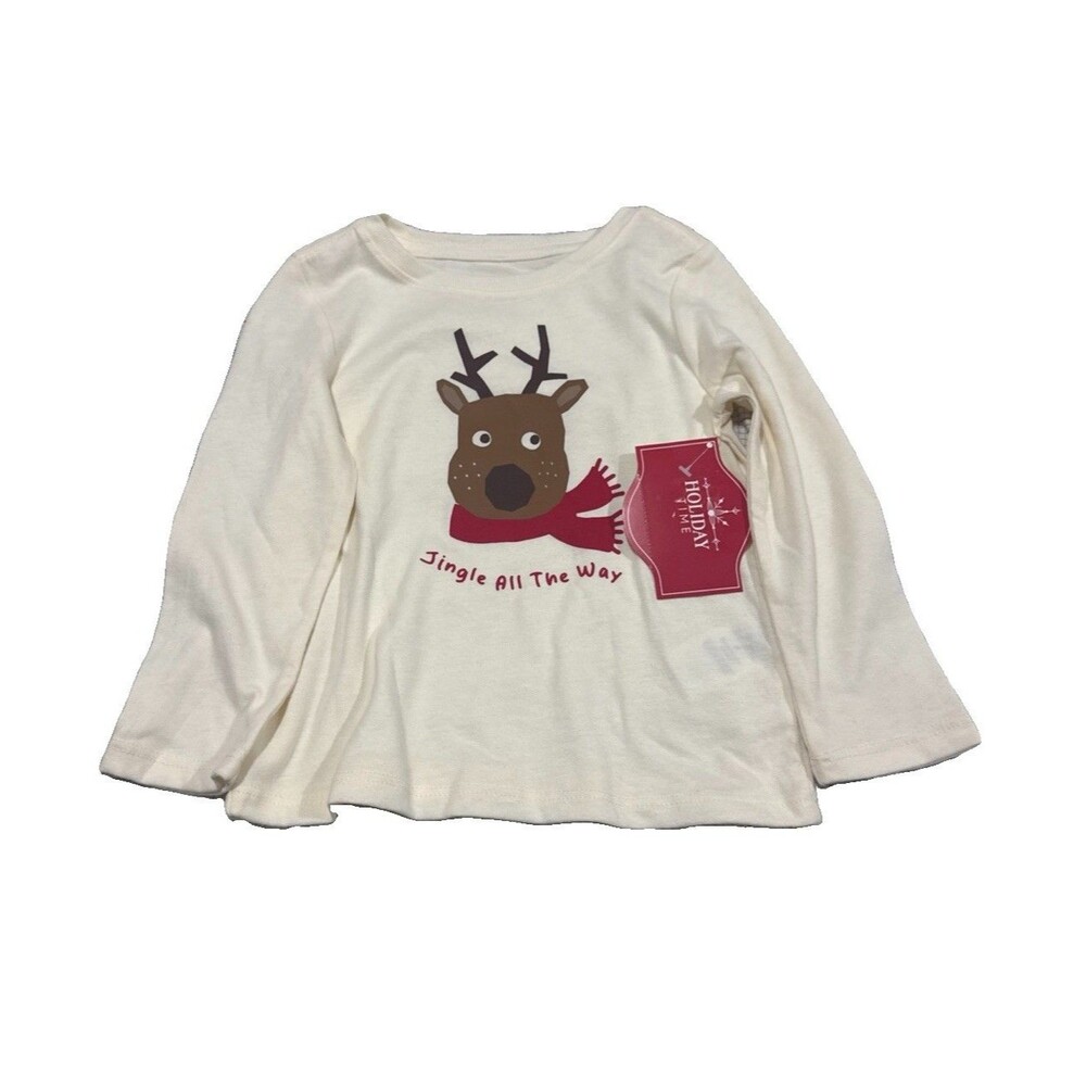 Holiday Time Toddler Boys or Girls Christmas Tee with Long Sleeves, Sizes 2T